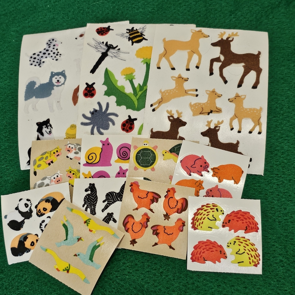 FUZZY 1:  Animal Fuzzy Sticker Lot - 12 Modules - Sandylion & Great Seven
